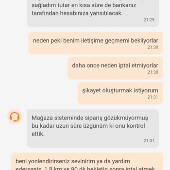 Trendyol Yemek Trendyol'da 1.8KM İçin 90DK Bekletilip Sonra İptal Edilen Yemek.