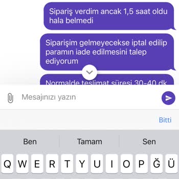 Getir Yemek'in Getirmemesi