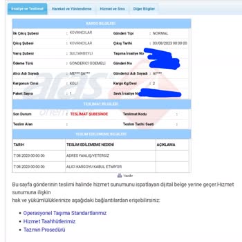 Aras Kargo, Teslimat Sorunu