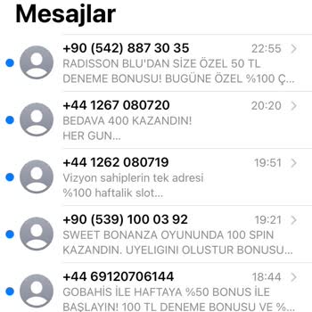 Vodafone +44 İle Başlayan Mesajlar