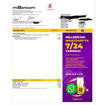 Millenicom Faturamı Yanlış Kesilmiş Müşteri Hizmetlerine Ulaşılamıyor