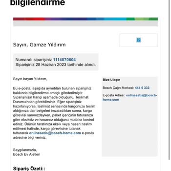 Bosch Marka Makinem 28.06.2023 Tarihinden Bu Yana Teslim Edilmedi.
