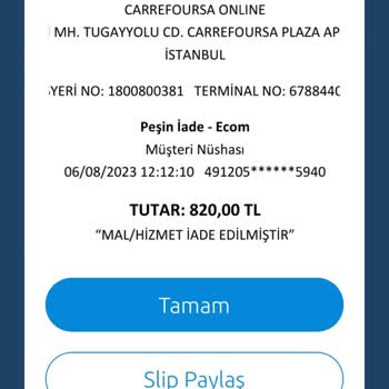 Carrefour SA'nın Haksız Sipariş İptali.