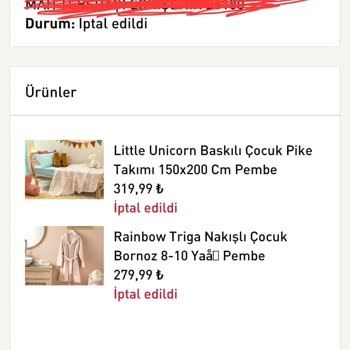 English Home Habersiz Sipariş İptali