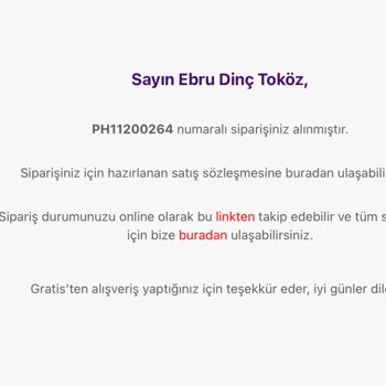 Gratis İptal Edilen Sipariş