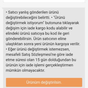 Trendyol Hizmeti, Bir İade Kodu Alamıyorum