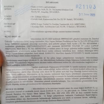 MNG Kargo Bilgisayarımı Başka Birine Teslim Etti Bilgisayar Kayıp!