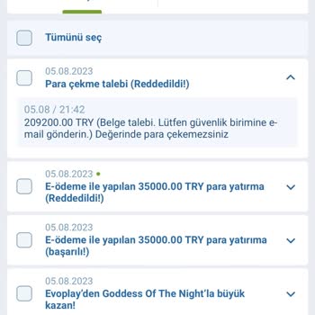 1xBet Belge Talebi, Çökülen Para