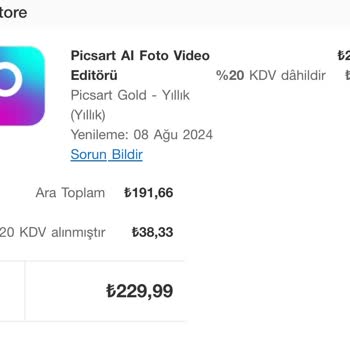 PicsArt Abonelik İptal Edilmesine Rağmen Para Çekildi