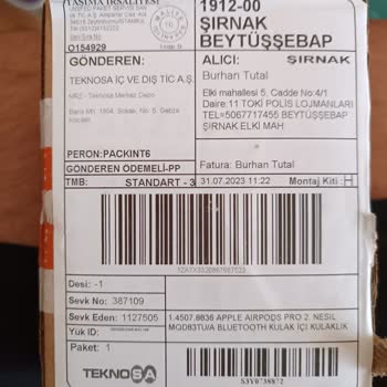 Teknosa Bozuk Ürün, İlgisiz Firma Ve Sorumsuz Kargo Şirketi