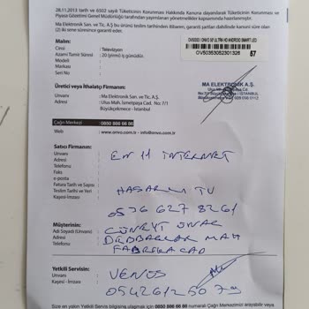 N11.com Dan Alınan Kırık Onvo Marka TV