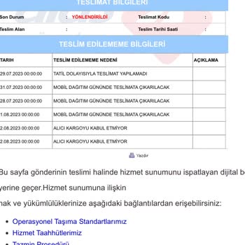 Aras Kargo Kargomu İl Dışı Bir Şubede Bıraktı Bana Haber Vermeden İade