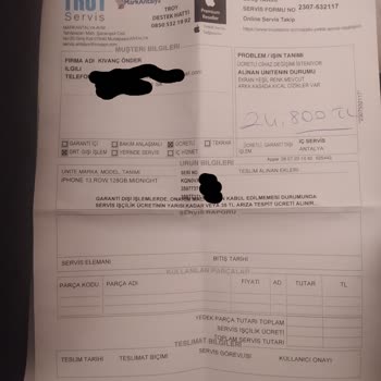 Artı Troy Servis Apple Ücretli Değişim Ve Gelen Sıfır Telefonun Defolu Olması