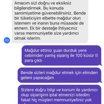 GetirYemek Yeni Ve Yanlış Verilen Siparişin İptal Edilmemesi Mağdurum.