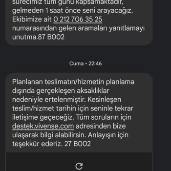 Vivense Sipariş Ettiğim Ürünün Montajının Yapılamaması