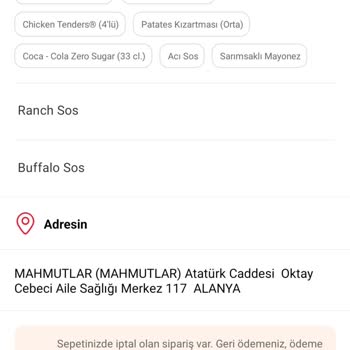 Tıkla Gelsin Siparişimi İptal Etti.