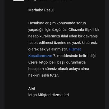 Letgo Süresiz Askıya Alınan Hesabım