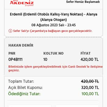 Obilet Bilet Açığa Alma Veya İptal