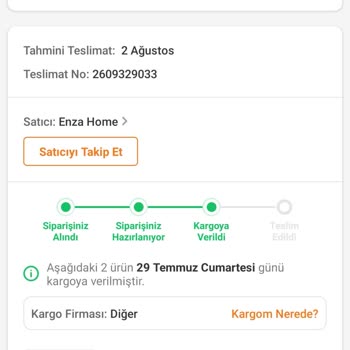 Trendyol Yataş Yatak Kargoya Verilmiş Gözüküyor Halen Gelmedi