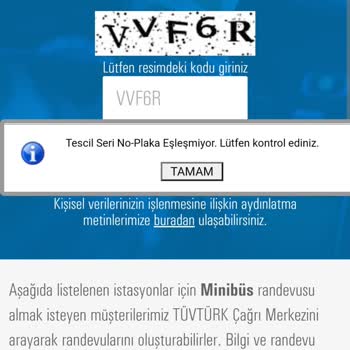 TÜVTÜRK Muayene Randevu Alamıyorum