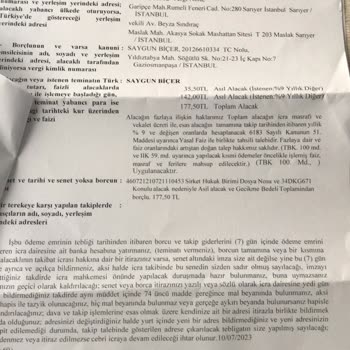 Kuzey Marmara Otoyolu 2 Yıl Sonra Gelen İcra Kağıdı