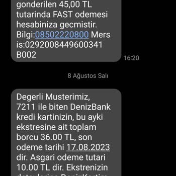 Denizbank'ta Kartım Yok Ama Olmayan Kartımın Çekim Ekstresi Var