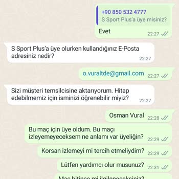 S Sport+ Üyeliği Sonrası Maç İzleyememe