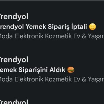 Trendyol Yemek Trendyol Yemeğin Yaklaşık 1.5 Saat Sonra Siparişi İptal Etmesi.