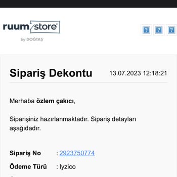 Ruum Store Ürün Teslimatı Yapılmadı