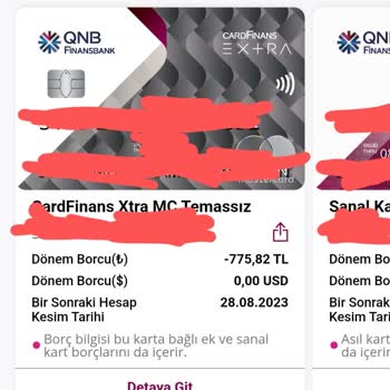 QNB Eksi (-) Dönem Borcu.