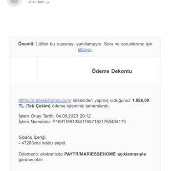 Mariesse Home Satıcısı Siparişimi Göndermiyor!