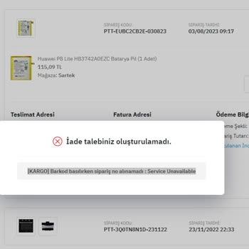 Epttavm İade Yapamıyorum Kargo Barkod Basılırken Sipariş No Alınamadı