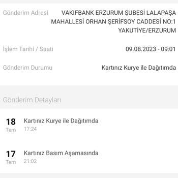 AGT Kurye Kartımı Teslim Etmiyor