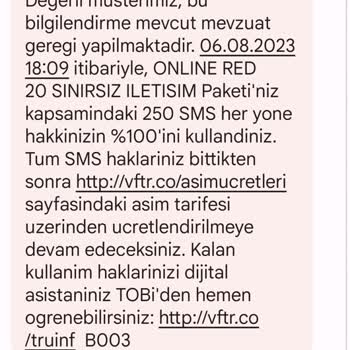 Vodafone Aşım Paketi Haksız Fatura İşlemi
