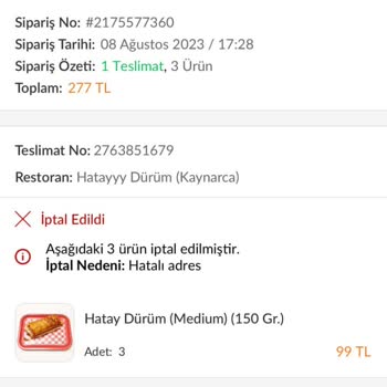 Trendyol Yemek Ücretin İade Edilmemesi!