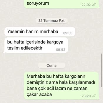 Dekorex Firması Ürünümü Kargolamadı