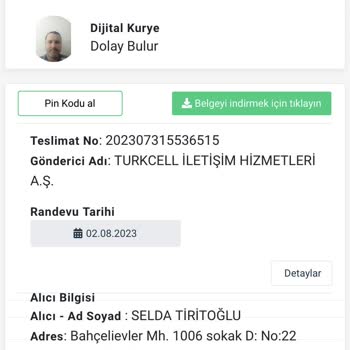 Dijital Kurye Tarafından Gelmeyen Hat