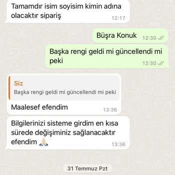 Meysadesign Değişim İstediğim Ürünün Sipariş Kaydının Sisteme Girilmemesi