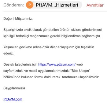 Epttavm Kitap Sarayı Eksik Ürün Gönderimi