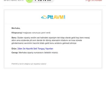 Epttavm Kitap Sarayı Eksik Ürün Gönderimi