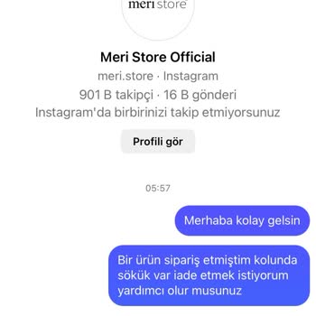 Meri Store Hiçbir Şekilde İade Almıyor