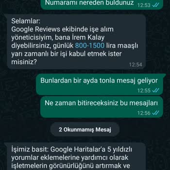 WhatsApp İşletme Hesabından Gelen Şüpheli Mesajlar