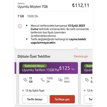 Vodafone Cep Mobil Tarife Değişikliği Yapmam Lazım Ücretler Çok Yüksek
