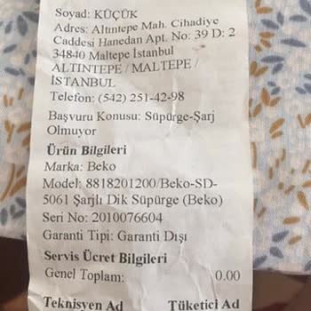 Beko Çalışan Cihazın Arızalı Olarak Geri Gelmesi