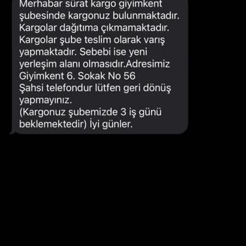 Sürat Kargo Sipariş Teslim Sorunu