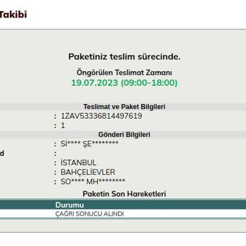 UPS Türkiye Ürünüm Kayıp Ve Akıbeti Belirsiz