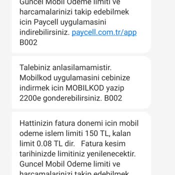 Mobil Ödeme Limiti Turkcell