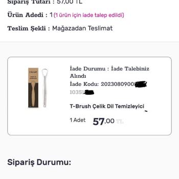 Gratis Stoğu Biten Ürünü Müşteri İade İstemiş Olarak Gösteriyor.