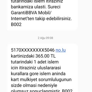 Garanti BBVA İptal Fişi Aldığım Ödeme Hesabımdan Çekildi