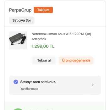 Perpagrup Hiçbir Şekilde Geri Dönüş Yapmıyorlar Şarj Aleti Gelmedi